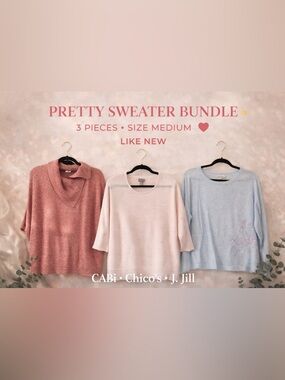 Pretty Sweater Bundle Medium 💕 CAbi Chico’s J.Jill 3PC Like New